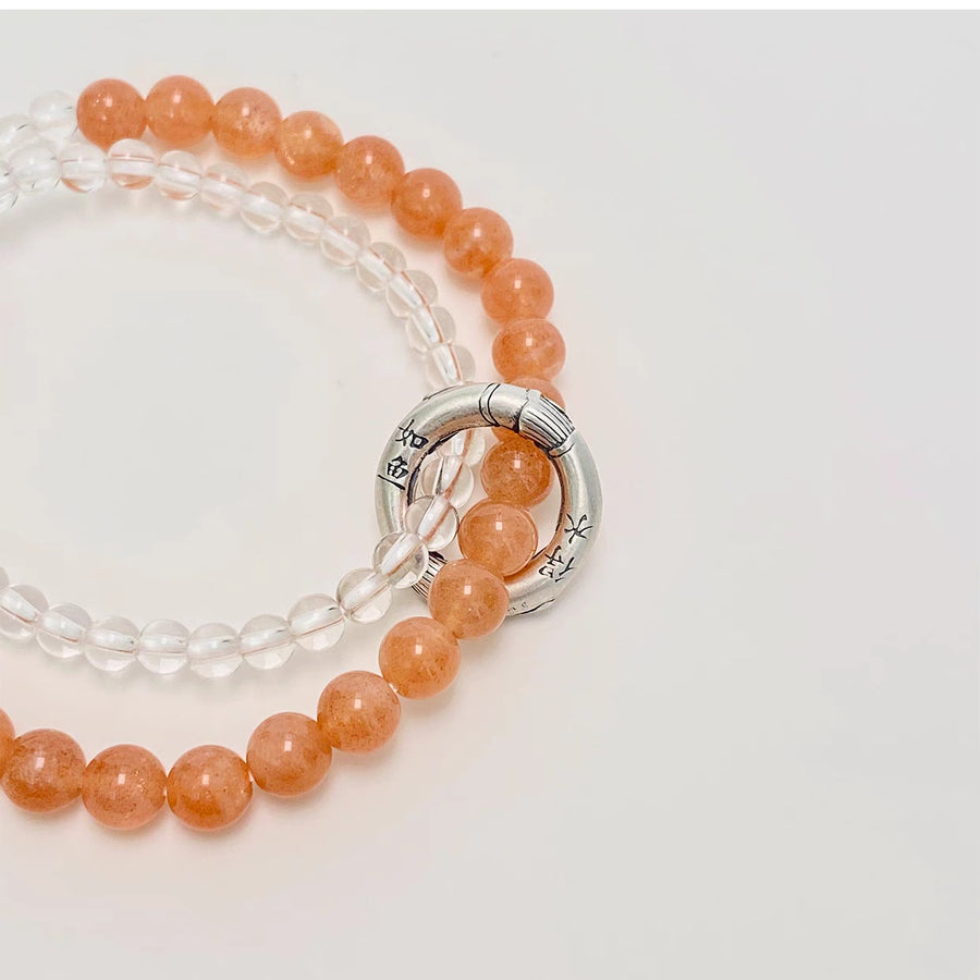 - Sunstone couple’s bracelet featuring double-layer beads, designed to enhance love, vitality, and shared energy. Perfect for couples seeking deeper connection and harmony.  
